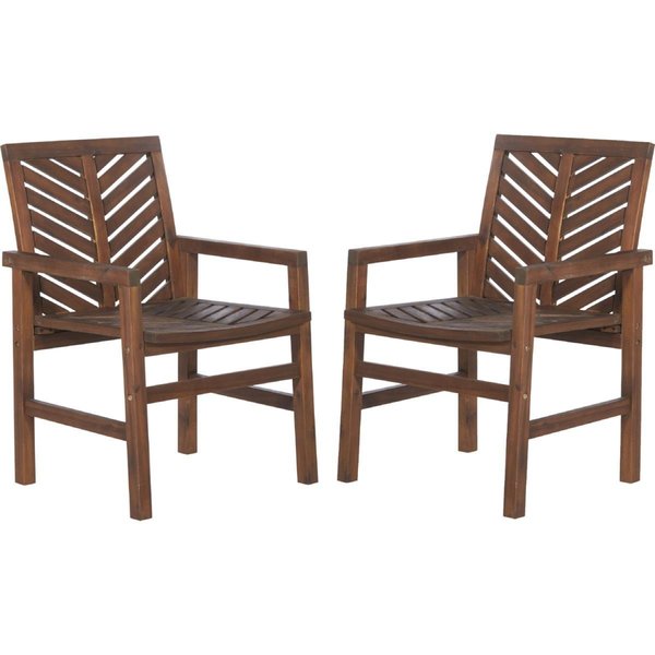 Walker Edison Furniture Patio Wood Chairs; Dark Brown, 2PK OWC2VINDB